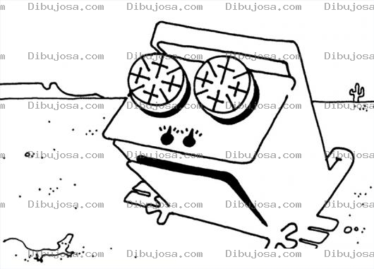 Dibujo para colorear Estufa Sapo En El Desierto Dibujo De Sapoestufa Para Pintar Y Colorear Un Sapo Con Forma De Estufa Llamado Estufasapo