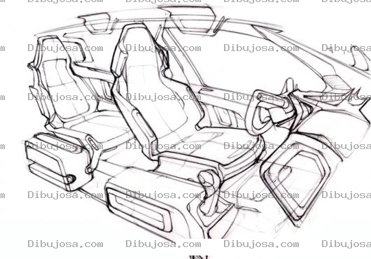 Dibujo para colorear Colorear Dibujo Del Interior De Un Carro De Dos Plazas Para Pintar