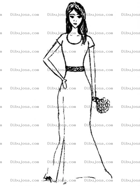 Dibujo para colorear Vestido De Novia Sencillo Para Pintar Y Colorear