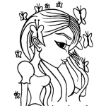 Dibujo para colorear Colorear Princesa Con Mariposas En El Pelo Para Pintar