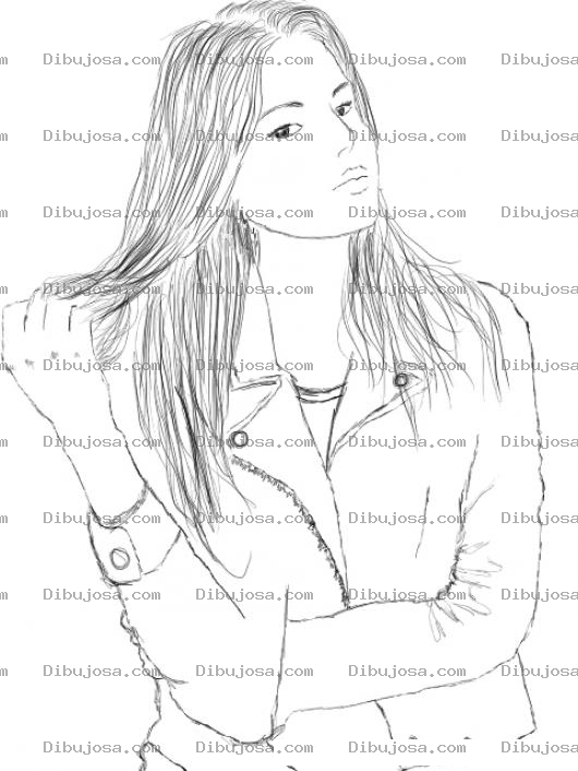 Dibujo para colorear Dibujo De Mujer Tocandose El Pelo Para Pintar Y Colorear