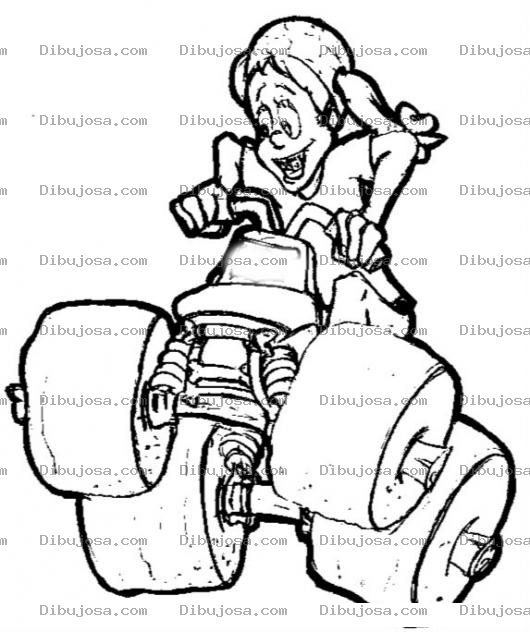 Dibujo para colorear Moto Atv Para Ninos Dibujo De Una Nina En Una Moto De 4 Ruedas Para Pintar Y Colorear Moto Todo Terreno Infantil