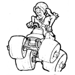 Dibujo para colorear Moto Atv Para Ninos Dibujo De Una Nina En Una Moto De 4 Ruedas Para Pintar Y Colorear Moto Todo Terreno Infantil