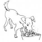 Dibujo para colorear Comida Para Perros Dibujo De Perro Comiendo Concentrado Para Pintar Y Colorear