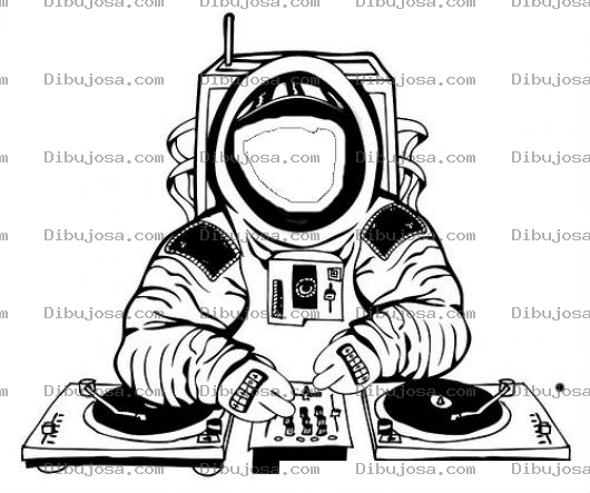 Dibujo para colorear Astronauta Diskjokey Dibujo De Dj Astronauta Para Pintar Y Colorear Fiesta Rave En La Luna