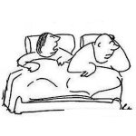 Dibujo para colorear Discusion Matrimonial En La Cama Dibujo De Esposa Alegando Y Discutiendo Con Su Esposo En La Cama Para Pintar Y Colorear Mujer Rencillosa