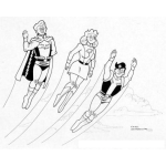 Dibujo para colorear Dibujo De Super Heroina Acompanada De Dos Super Heroes Para Pintar Y Colorear