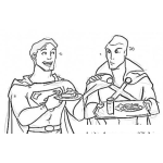 Dibujo para colorear Dibujo De Superman Con Un Pedazo De Pastel Para Pintar Y Colorear