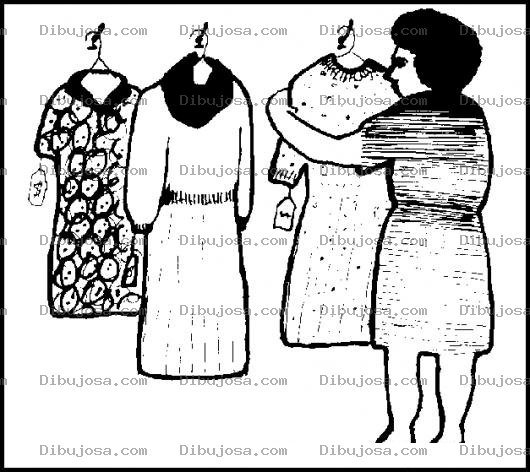 Dibujo para colorear Tienda De Vestidos Dibujo De Mujer Comprando Vestidos Para Colorear Senora Buscando Un Vestido En Una Tienda De Ropa