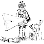 Dibujo para colorear Militar Carpintero Dibujo De Soldado Con Tabla De Madera Y Herramientas De Carpinteria Para Pintar Y Colorear Oficios Dentro Del Ejercito