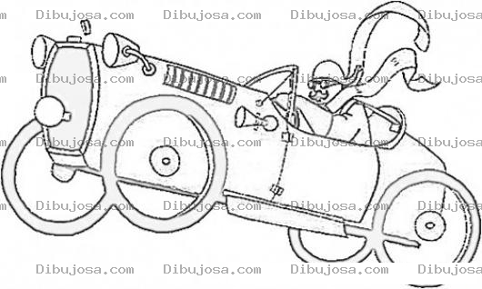 Dibujo para colorear Dibujo De Carro Clasico Haciendo Un Caballito Para Pintar Y Colorear Carro Saltando