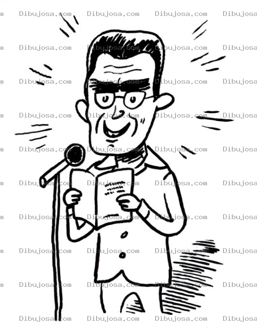 Dibujo para colorear Dibujo De Un Presentador Con Microfono Para Pintar Y Colorear