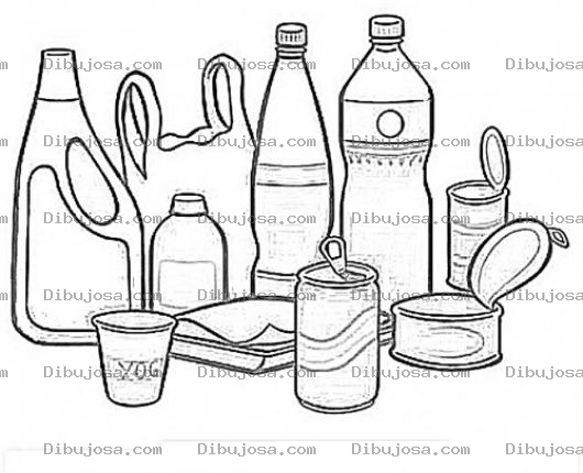 Dibujo para colorear Dibujo De Botellas De Cocina Y Enlatados Para Pintar Y Colorear Libro De Recetas Bolsa De Cocina Lata De Gaseosa Y Vaso De Yougurt En La Cocina