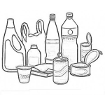 Dibujo para colorear Dibujo De Botellas De Cocina Y Enlatados Para Pintar Y Colorear Libro De Recetas Bolsa De Cocina Lata De Gaseosa Y Vaso De Yougurt En La Cocina