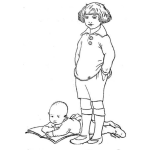 Dibujo para colorear Dibujo De Un Bebe Con Su Hermana De 10 Anos Para Pintar Y Colorear