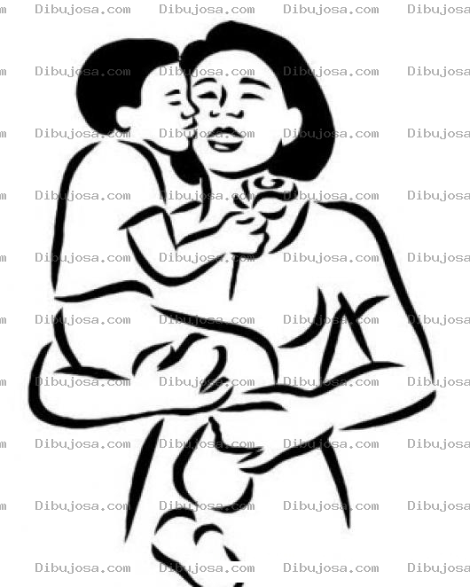 Dibujo para colorear Mama Con Hijo Negrito Dandole Un Beso Para Pintar Y Colorear Dibujo De Un Nino Negrito De 7 Anos