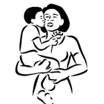 Dibujo para colorear Mama Con Hijo Negrito Dandole Un Beso Para Pintar Y Colorear Dibujo De Un Nino Negrito De 7 Anos
