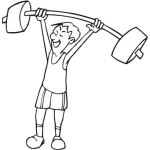 Dibujo para colorear Dibujo De Papa Levantando Pesas Y Haciendo Ejercicios Para Pintar Y Colorear