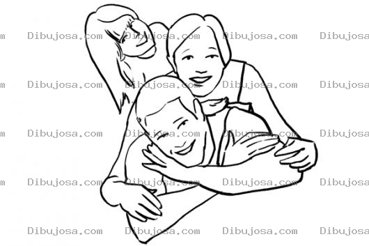 Dibujo para colorear Dibujo De Papa Mama E Hija Para Pintar Y Colorear