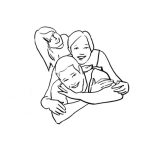 Dibujo para colorear Dibujo De Papa Mama E Hija Para Pintar Y Colorear