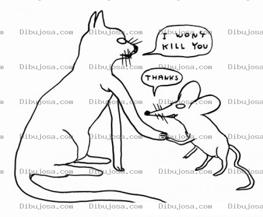 Dibujo para colorear Gato Y Raton Haciendo Las Paces Para Pintat Y Colorear Dibujo De Raton Y Gato Dandose La Mano