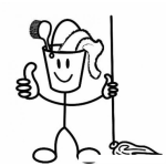 Dibujo para colorear Cubeta Trapeando Para Colorear Una Cubeta Con Un Trapeador Un Cepillo Y Un Trapo