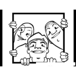 Dibujo para colorear Tres Personas En Una Ventana Para Colorear