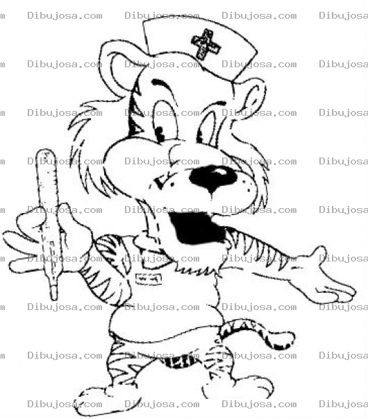 Dibujo para colorear Tigreenfermero Dibujo De Tigre Enfermero Con Termometro Para Pintar Y Colorear A Un Enfermero Tigre Enfermerotigre