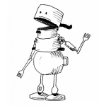 Dibujo para colorear Robot Con Ollas De Cocina Para Colorear