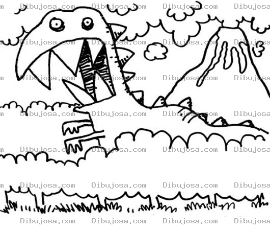 Dibujo para colorear Dibujo De Dinosaurio Dientudo Para Pintar Y Colorear
