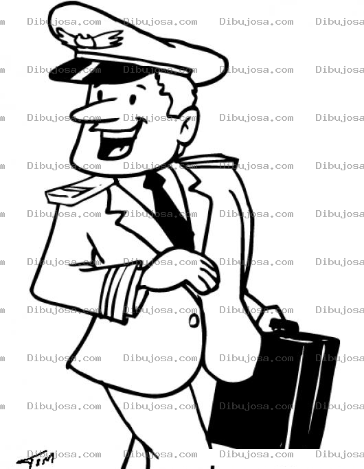 Dibujo para colorear Dibujo De Piloto Aviador Con Maletin Para Pintar Y Colorear