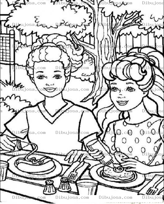 Dibujo para colorear Amigas De Pic Nic Comiendo Juntas Para Pintar Y Colorear Un Picnic