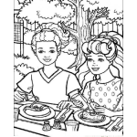 Dibujo para colorear Amigas De Pic Nic Comiendo Juntas Para Pintar Y Colorear Un Picnic