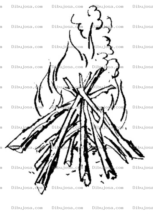 Dibujo para colorear Fogata Con Palos De Ramas Para Colorear