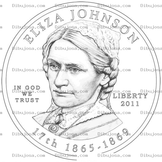 Dibujo para colorear Moneda De Oro De Eliza Johnson Para Pintar Y Colorear
