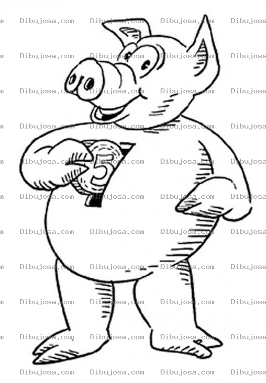 Dibujo para colorear Cerdito Ahorrador Dibujo De Alcancia Metiendose Una Moneda Para Colorear