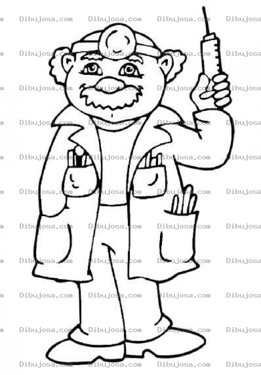 Dibujo para colorear Colorear doctor con una jeringa