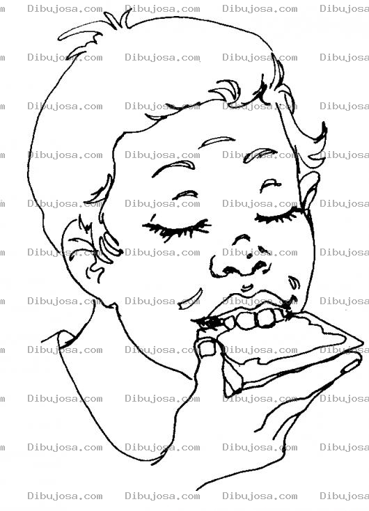 Dibujo para colorear Colorear Nino Comiendo Galleta Con Jalea
