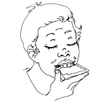Dibujo para colorear Colorear Nino Comiendo Galleta Con Jalea