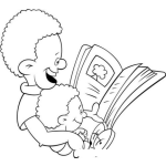Dibujo para colorear Dibujo De Papa Colocho Con Su Hijo Colochito Leyendo Un Libro Para Pintar Y Colorear