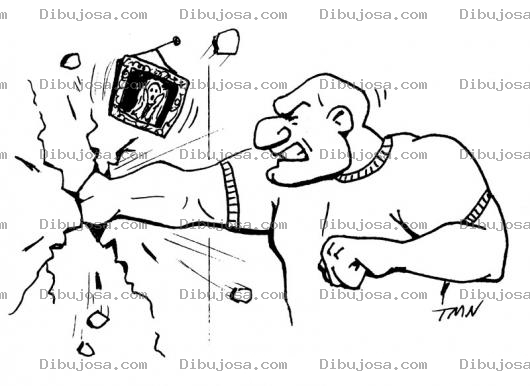 Dibujo para colorear Dibujo De Punetazo A La Pared Para Pintar Y Colorear Hombre Enojado Pegandole A La Pared