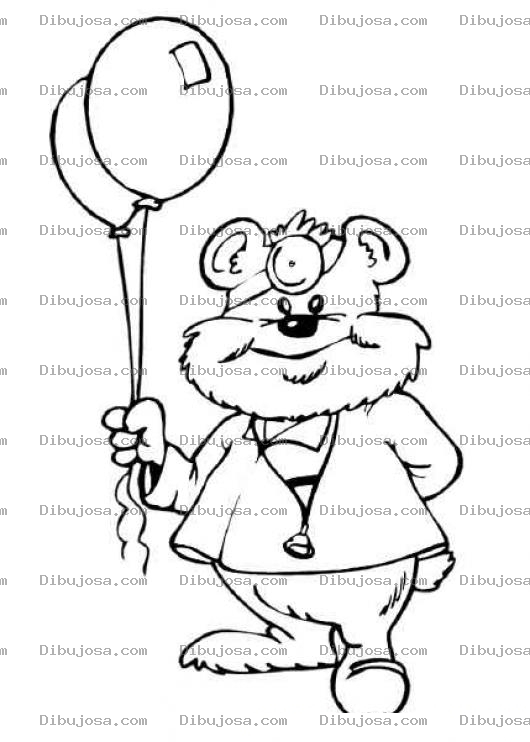 Dibujo para colorear Colorear osito doctor con globitos
