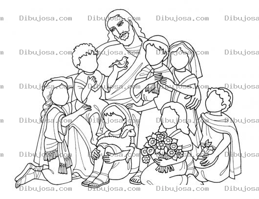 Dibujo para colorear Cristo Ama A Los Ninos Dibujo De Jesus Con Los Ninos Para Pintar Y Colorear