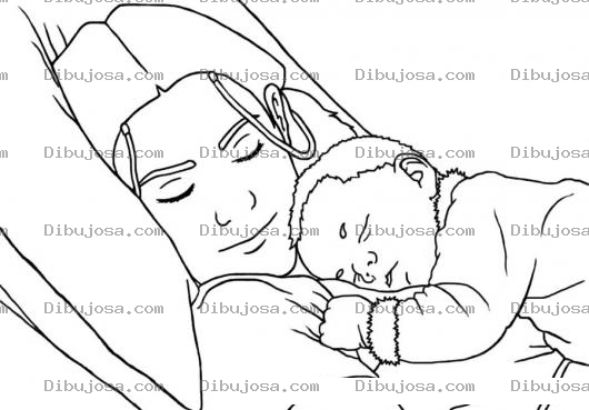 Dibujo para colorear Colorear Mama Con Bebe Durmiendo En Hamaca Para Pintar Y Colorear