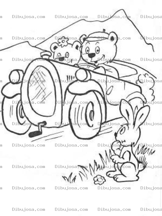 Dibujo para colorear Pareja De Osos Paseando En Un Carro Para Colorear