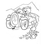 Dibujo para colorear Pareja De Osos Paseando En Un Carro Para Colorear