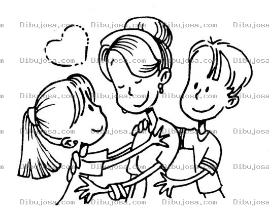Dibujo para colorear Mama Con Su Hija Y Su Hijo Para Pintar Y Colorear Muestra De Amor A Una Madre