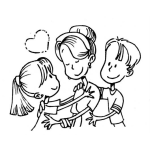 Dibujo para colorear Mama Con Su Hija Y Su Hijo Para Pintar Y Colorear Muestra De Amor A Una Madre