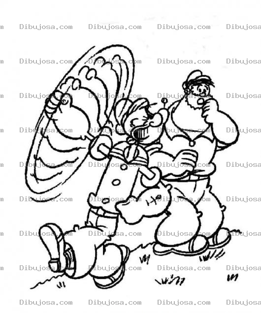 Dibujo para colorear Dibujo De Popeye A Punto De Pegarle A Brutus En La Cara Para Colorear