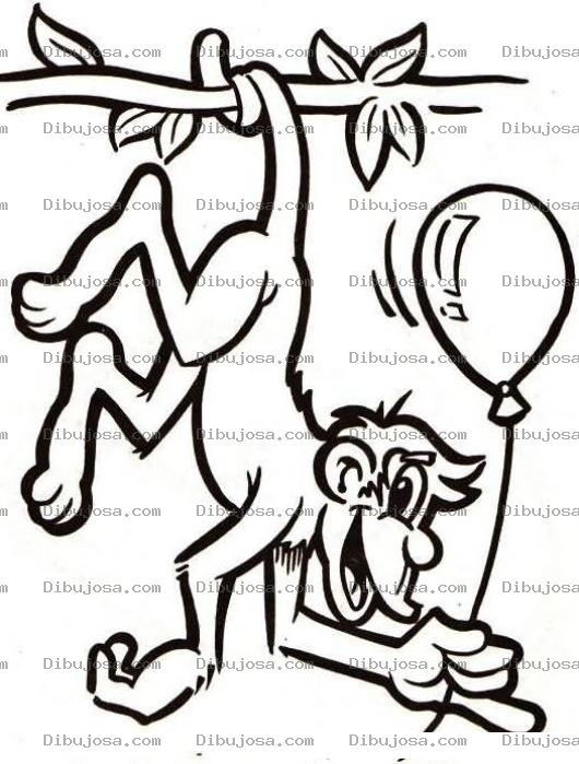 Dibujo para colorear Colorear Mono con globo